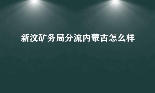新汶矿务局分流内蒙古怎么样