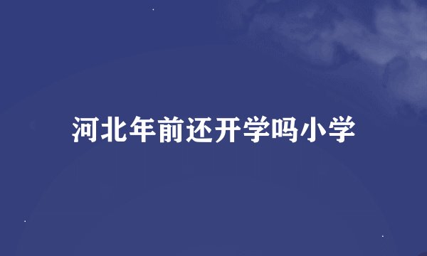 河北年前还开学吗小学