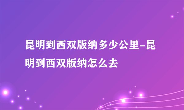 昆明到西双版纳多少公里-昆明到西双版纳怎么去