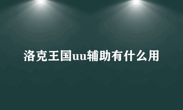 洛克王国uu辅助有什么用