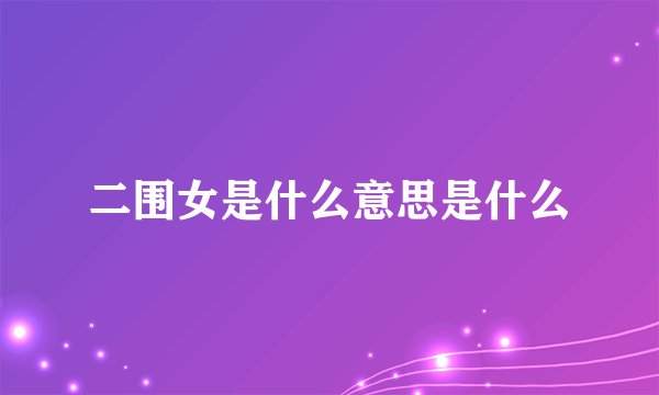 二围女是什么意思是什么