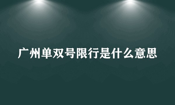 广州单双号限行是什么意思