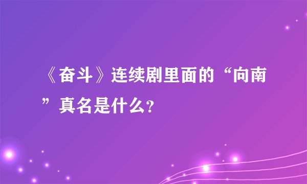 《奋斗》连续剧里面的“向南”真名是什么？