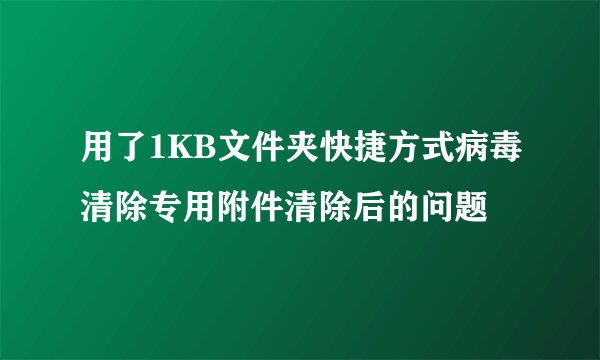 用了1KB文件夹快捷方式病毒清除专用附件清除后的问题