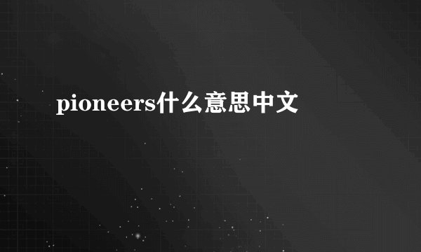 pioneers什么意思中文