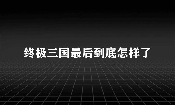 终极三国最后到底怎样了