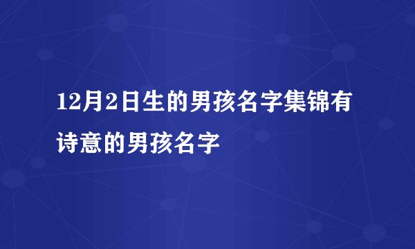12月2日生的男孩名字集锦有诗意的男孩名字