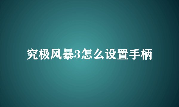 究极风暴3怎么设置手柄