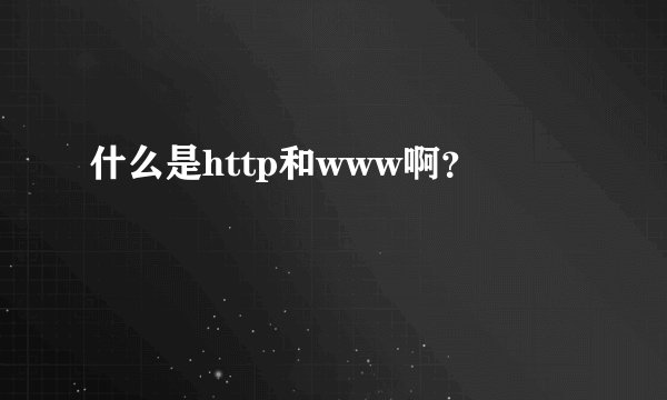 什么是http和www啊？