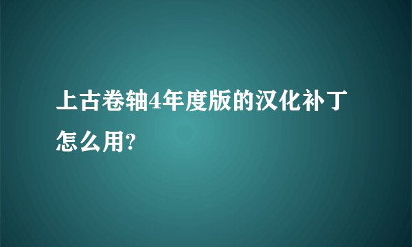 上古卷轴4年度版的汉化补丁怎么用?