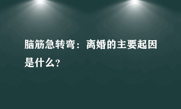 脑筋急转弯：离婚的主要起因是什么？
