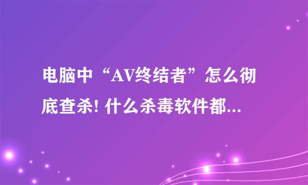 电脑中“AV终结者”怎么彻底查杀! 什么杀毒软件都打不开了~！ 全盘格式化N次也不行啊