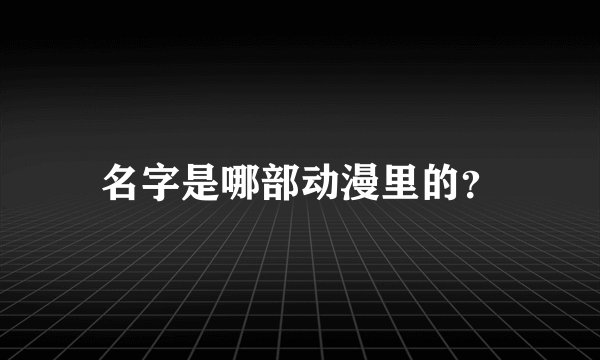 名字是哪部动漫里的？
