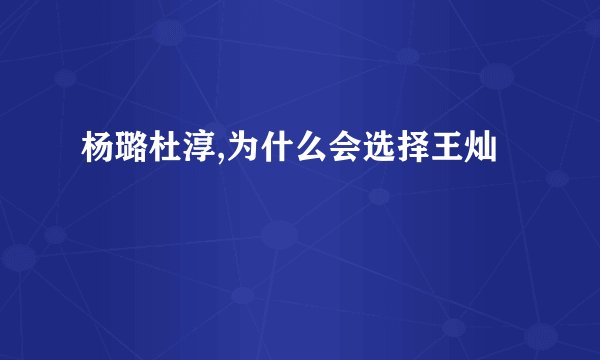 杨璐杜淳,为什么会选择王灿