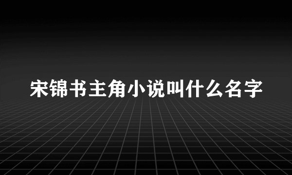 宋锦书主角小说叫什么名字