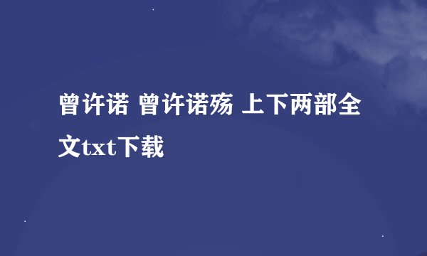 曾许诺 曾许诺殇 上下两部全文txt下载