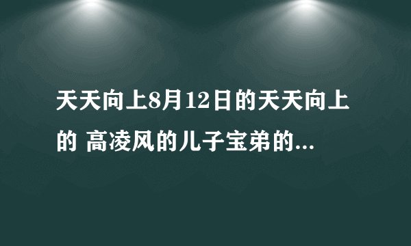 天天向上8月12日的天天向上的 高凌风的儿子宝弟的个人资料!