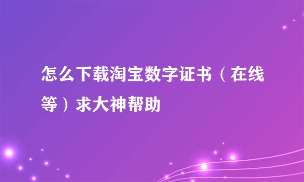 怎么下载淘宝数字证书（在线等）求大神帮助