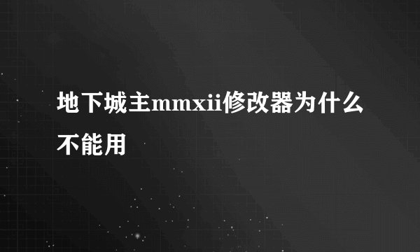 地下城主mmxii修改器为什么不能用