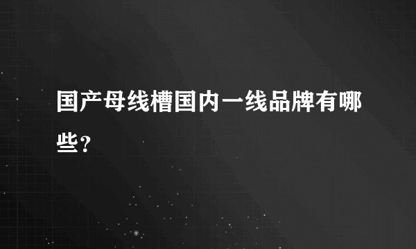 国产母线槽国内一线品牌有哪些？