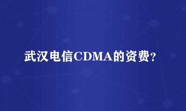 武汉电信CDMA的资费？