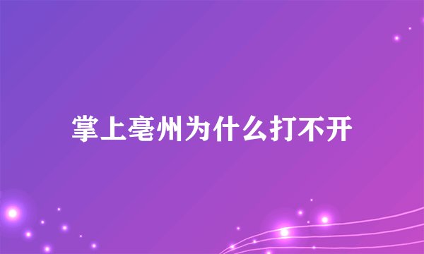 掌上亳州为什么打不开