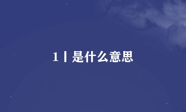 1丨是什么意思