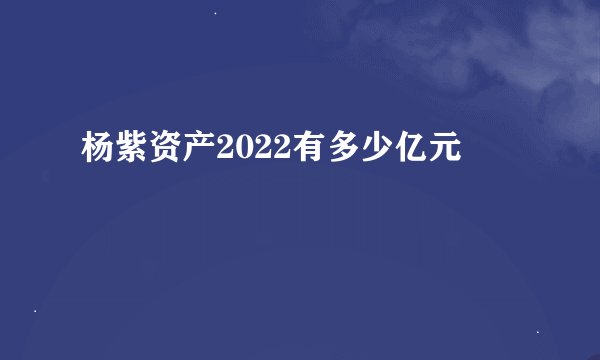 杨紫资产2022有多少亿元