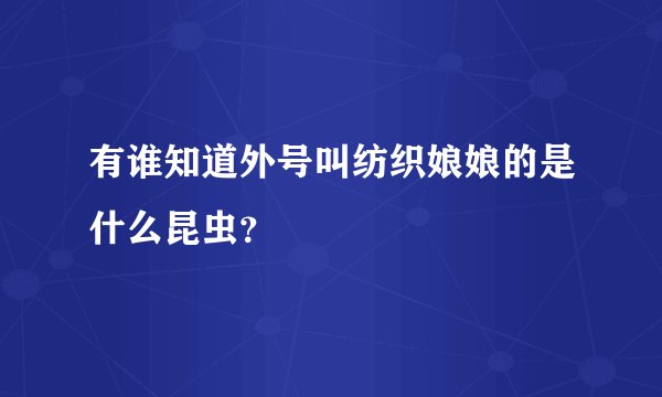 有谁知道外号叫纺织娘娘的是什么昆虫？