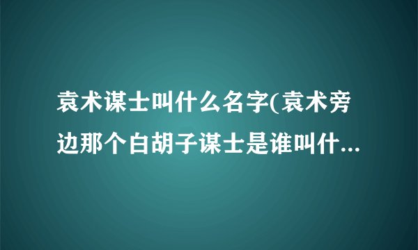 袁术谋士叫什么名字(袁术旁边那个白胡子谋士是谁叫什么名字？
