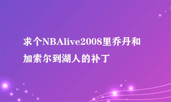 求个NBAlive2008里乔丹和加索尔到湖人的补丁
