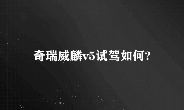 奇瑞威麟v5试驾如何?