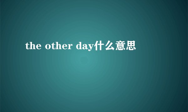 the other day什么意思
