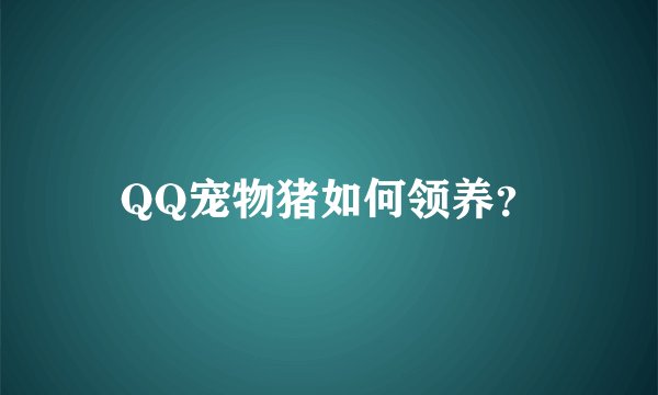 QQ宠物猪如何领养？