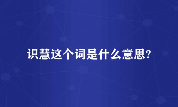 识慧这个词是什么意思?