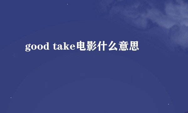 good take电影什么意思