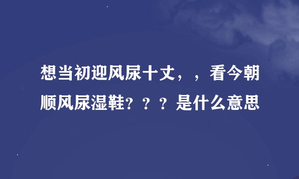 想当初迎风尿十丈，，看今朝顺风尿湿鞋？？？是什么意思
