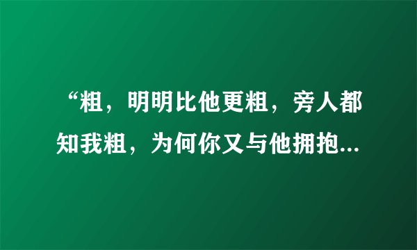 “粗，明明比他更粗，旁人都知我粗，为何你又与他拥抱”是什么歌的歌词呀?
