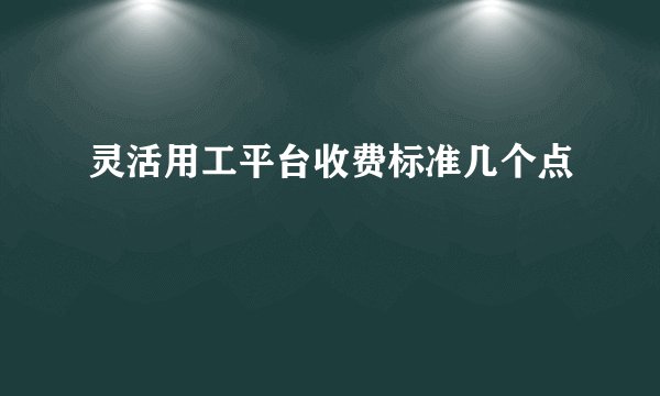 灵活用工平台收费标准几个点