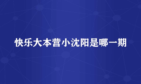 快乐大本营小沈阳是哪一期