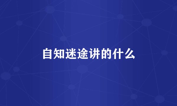 自知迷途讲的什么