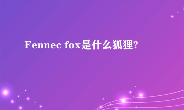 Fennec fox是什么狐狸?