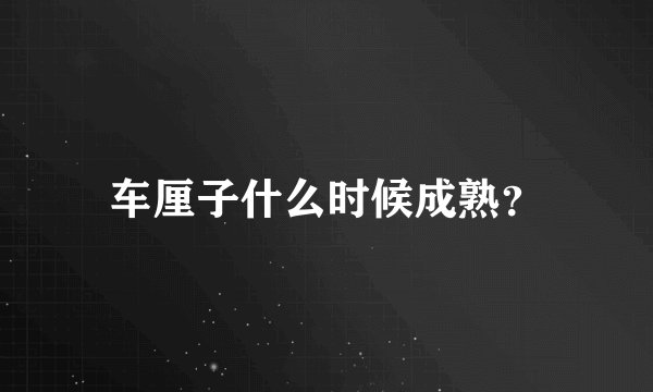 车厘子什么时候成熟？