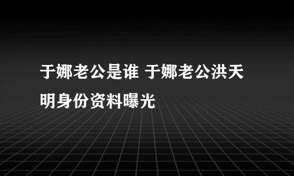 于娜老公是谁 于娜老公洪天明身份资料曝光