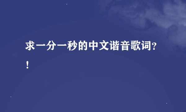 求一分一秒的中文谐音歌词？！