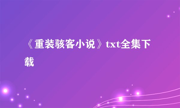 《重装骇客小说》txt全集下载