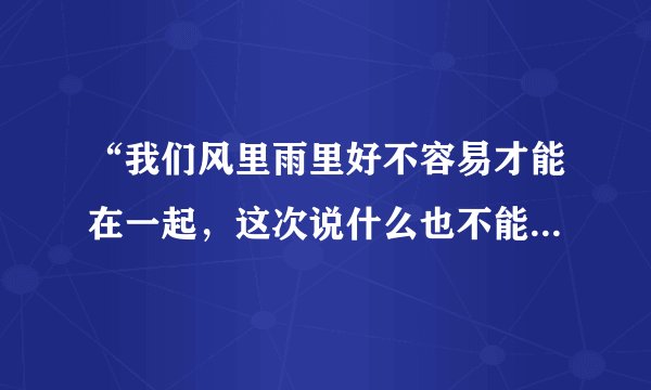 “我们风里雨里好不容易才能在一起，这次说什么也不能让你在离我而去”这句歌词的歌名叫什么？？