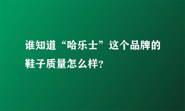 谁知道“哈乐士”这个品牌的鞋子质量怎么样？