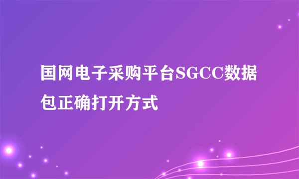 国网电子采购平台SGCC数据包正确打开方式
