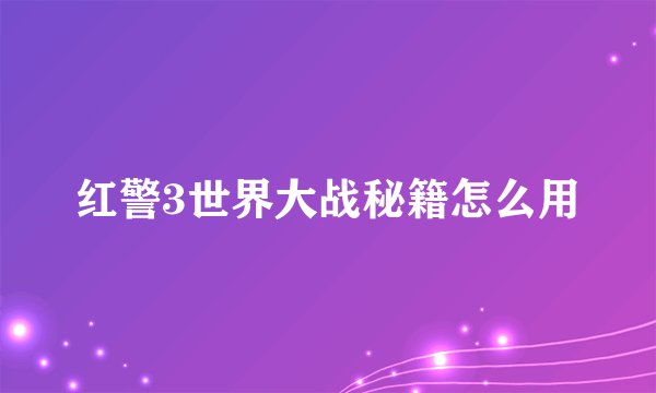 红警3世界大战秘籍怎么用